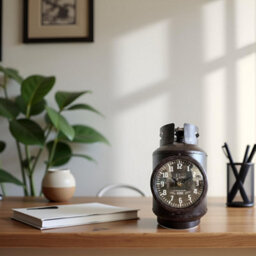 Table Clock Metal Gas Cylinder Desk Clock Battery Operated Bedside Alarm Clock Brown For Living Room Bedroom Study Room - thumbnail 8