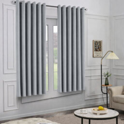 Oxford Homeware Eyelet Linen Effect Curtains Grey Fully Lined 100% Blackout Thermal Insulated Curtains Pair (W)168Cmx(L)137Cm - thumbnail 7
