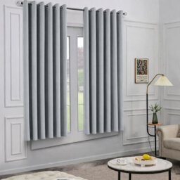 Oxford Homeware Eyelet Linen Effect Curtains Grey Fully Lined 100% Blackout Thermal Insulated Curtains Pair (W)168Cmx(L)137Cm - thumbnail 2