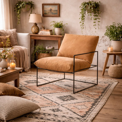 Wyld Haus Drogheda Dining Chair - Tan Houseweave, Black Metal Frame - image 1