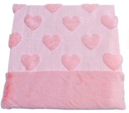 Homes & Linen Heart Teddy Fleece Pink Throw 150X200Cm Super Soft Plush Warm Cosy Blanket