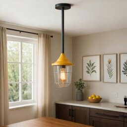 Ledsone Industrial Ceiling Pendant Light Metal Yellow Light Shade Steampunk Style Conduit Pipe Loft E27 Indoor Pendantlight H-30Cm - thumbnail 2