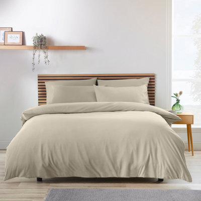 Catherine Lansfield So Soft Non-Iron King Duvet Cover Set With Pillowcases Natural - image 1