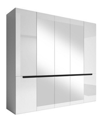 Arte Luxurious Hektor 21 Hinged Wardrobe In White Gloss - Ample Storage, H2130mm W2250mm D600mm - image 1
