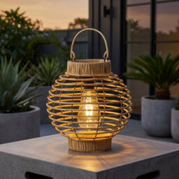 Garden Greatness Lunaria Terra Rattan Solar Garden Lantern - thumbnail 1