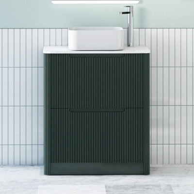 Royal Bathrooms Avenza 700mm Deep Moss Green Floor Standing Countertop Bathroom Vanity Unit 2 Drawer With Elena Basin - image 1
