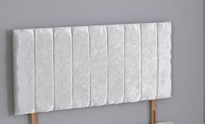 Comfy Deluxe 6Ft Superking 20Inch   White Crush Velvet 9 Panel Headboard