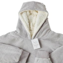 Ohs Hoodie Blanket Ultra Plush Wearable Sherpa Oversize - Silver - thumbnail 4