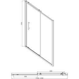 Affine 1400 X 800mm Sliding Shower Door Side Panel Enclosure 6mm Glass Black Framed - thumbnail 4