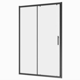 Affine 1400 X 800mm Sliding Shower Door Side Panel Enclosure 6mm Glass Black Framed - thumbnail 2