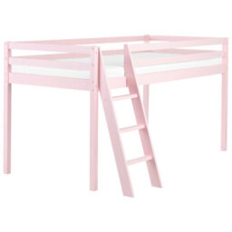 Beliani Mid Sleeper Bed Pine Wood Ascoux 90 X 200 Cm (Eu Single) Pink