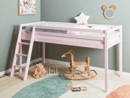 Beliani Mid Sleeper Bed Pine Wood Ascoux 90 X 200 Cm (Eu Single) Pink - thumbnail 2