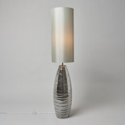 Litecraft Rita Smoke Ripple Glass Floor Lamp With Silver Fabric Shade - thumbnail 3