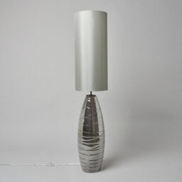Litecraft Rita Smoke Ripple Glass Floor Lamp With Silver Fabric Shade - thumbnail 4