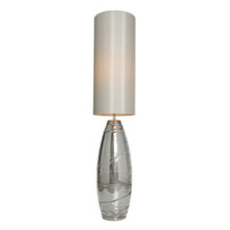 Litecraft Rita Smoke Ripple Glass Floor Lamp With Silver Fabric Shade - thumbnail 2