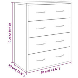 Berkfield Sideboard With 4 Drawers 60X30.5X71 Cm Concrete Grey - thumbnail 7