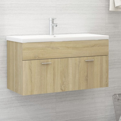Berkfield Sink Cabinet With Built-In Basin Sonoma Oak Engineered Wood - image 1
