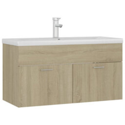 Berkfield Sink Cabinet With Built-In Basin Sonoma Oak Engineered Wood - thumbnail 2