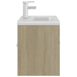 Berkfield Sink Cabinet With Built-In Basin Sonoma Oak Engineered Wood - thumbnail 4