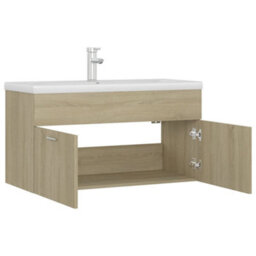Berkfield Sink Cabinet With Built-In Basin Sonoma Oak Engineered Wood - thumbnail 5