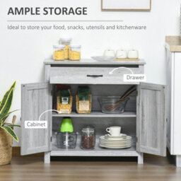 Homcom Farmhouse Barn Door Sideboard Accent Buffet Cabinet Coffee Bar Grey Grain - thumbnail 4