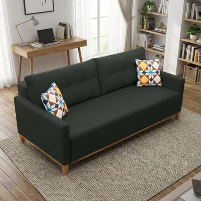 Ariel Upholstered Sofa Bed With Storage Foam Wavy Springs Wooden Frame Loose Cushions 213X101X91 Cm Graphite - image 1