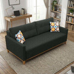 Ariel Upholstered Sofa Bed With Storage Foam Wavy Springs Wooden Frame Loose Cushions 213X101X91 Cm Graphite - thumbnail 1