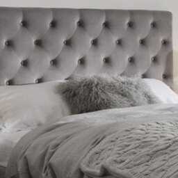 "Urban Textures Luxury 20"" High Velvet Fabric Upholstered Chesterfield Bed Headboard - Steel" - thumbnail 1