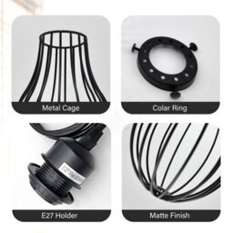 Ledsone Pendant Light Fitting With Shade Cage  E27 Metal Wire Light Pendant Hanging Lights For Kitchen - thumbnail 3