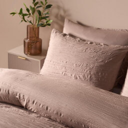 Ohs Crinkle Bedding Set Microfibre Duvet Cover With Pillowcase, Mink - Double - thumbnail 3