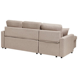 Beliani Corner Sofa Bed 3 Seater Nassjo Faux Linen Light Brown Right Hand - thumbnail 7