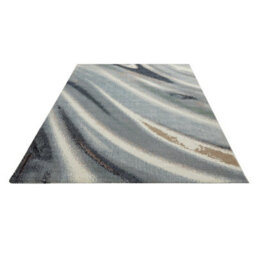 Ivory Grey Blue Abstract Polyester Modern Bedroom, Livingroom Rug - 200Cm X 290Cm - thumbnail 2
