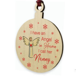 Red Ocean Remembrance Bauble Christmas Tree Decoration For Nanny Wooden Plaque Memorial Gifts For Nanny Keepsake - thumbnail 3