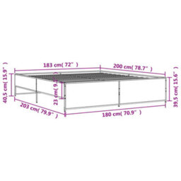 Berkfield Bed Frame Without Mattress Grey Sonoma 180X200 Cm Super King - thumbnail 9