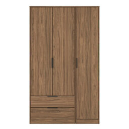 Osaka Tall Triple 2 Drawer Wardrobe In Carini Walnut (Ready Assembled)