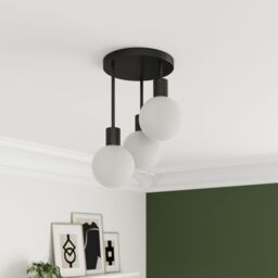GoodHome Lognes Round Matt Glass & Metal Black 3 Lamp Led Ceiling Light - thumbnail 4