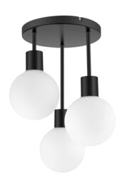GoodHome Lognes Round Matt Glass & Metal Black 3 Lamp Led Ceiling Light - thumbnail 3