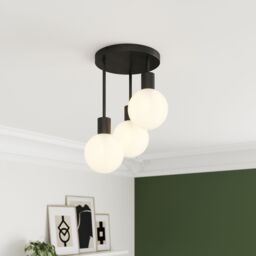 GoodHome Lognes Round Matt Glass & Metal Black 3 Lamp Led Ceiling Light - thumbnail 2