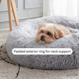 GardenSkill Donut Dog Bed For Pets - Soft Round Calming Bed For Cat, Kitten & Puppy - Machine Washable Fluffy Pet Nest Cushion, Non-Slip Base - thumbnail 3