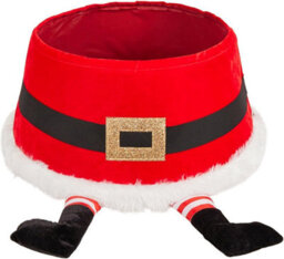 Led Santa Christmas Tree Skirt With Belt Design Red Festive Tree Stand Cover Illuminated Tree Collar With Built-In Lights Durable - thumbnail 4