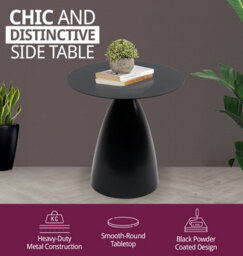 Hallowood Furniture Bourton Black Metal Round Side Table - thumbnail 4