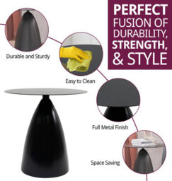 Hallowood Furniture Bourton Black Metal Round Side Table - thumbnail 2