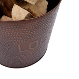 Charles Bentley Walnut Small Leather Handled Fireside Wood Bucket Iron Leather Antique Brass - thumbnail 5