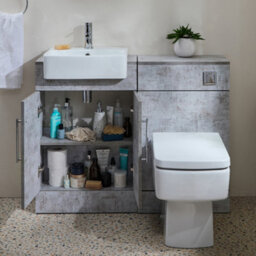 Homestylestore 1050mm Concrete Grey Bathroom Combination Vanity Wc Unit With Chrome T Bar Handle - thumbnail 1