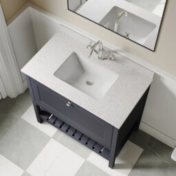 Balterley Coppenhall Bathroom Floor Standing 1 Drawer Vanity & Single Bowl 1 Tap Hole Marble Top, Indigo Blue/white, 800mm - thumbnail 5