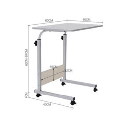 White Rolling Desk Laptop Tray Study Writing Desk Overbed Table Height Adjustable Desk - thumbnail 2