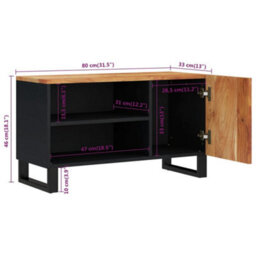 Berkfield Tv Cabinet 80X33X46 Cm Solid Wood Acacia&engineered Wood - thumbnail 9