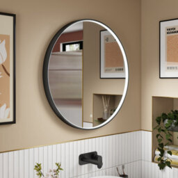 Hudson Reed Mensa Round Led Touch Sensor Inset Framed Mirror With Demister, Matt Black, 800 X 800 mm - thumbnail 3