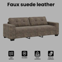 Vidaxl Sofa With Cushion Dark Grey Faux Leather - thumbnail 7