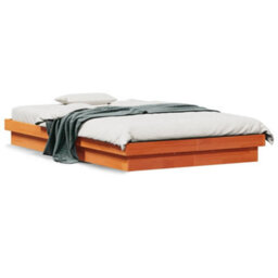 Berkfield Led Bed Frame Without Mattress Wax Brown 120X190 Cm Small Double Solid Wood - thumbnail 4